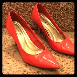 Coral kitten heel shoes